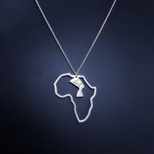 18" Silver Nefertiti Africa Necklace 002